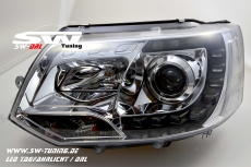 SW-DRL headlights VW T5 Facelift GP type 7H 09-14 LED daytime running R87 chrome