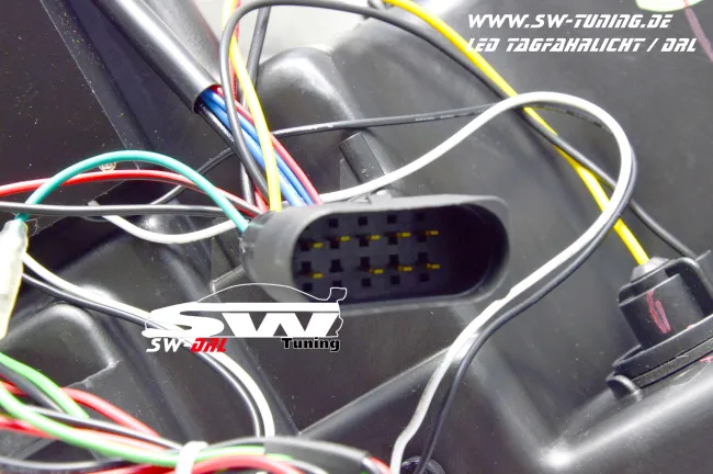 SW-DRL Scheinwerfer VW T5 GP Facelift Typ 7H 09-14 LED Tagfahrlicht R87 chrom