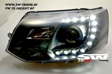 SW-DRL Scheinwerfer VW T5 GP Facelift Typ 7H 09-14 LED Tagfahrlicht R87  black - tuning online kaufen