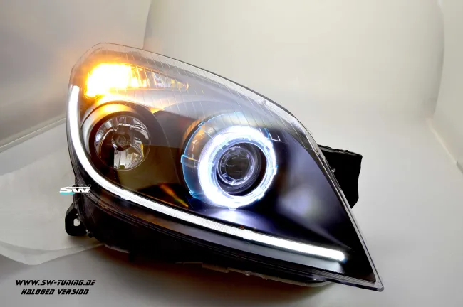 SW Angel Eye headlights Opel Astra H 04-11 High LED halo rim Lighttube black