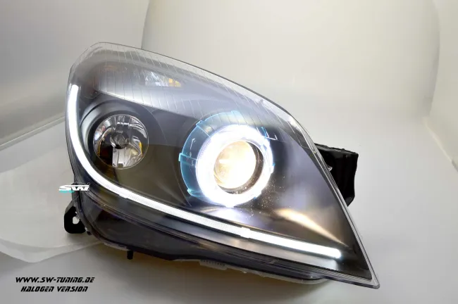 SW Angel Eye headlights Opel Astra H 04-11 High LED halo rim Lighttube black