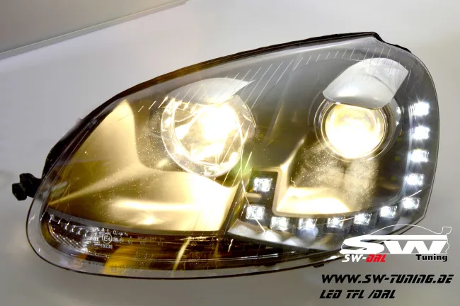 SW-DRL headlights for VW Golf V 03-09 LED DRL R87 black