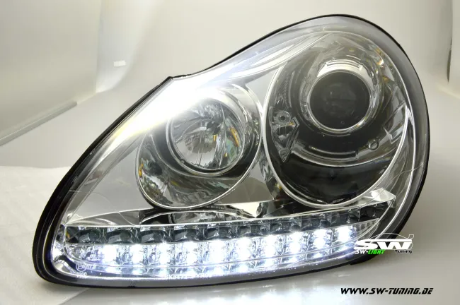 SW-Light Xenon headlights suitable for Porsche Cayenne I 955 9PA 02-07 LED positionlight chrome