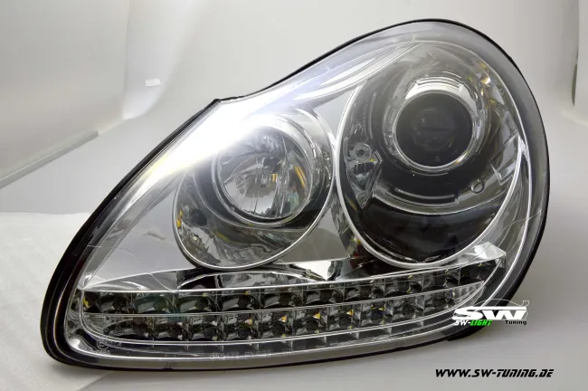 SW-Light Xenon headlights suitable for Porsche Cayenne I 955 9PA 02-07 LED positionlight chrome