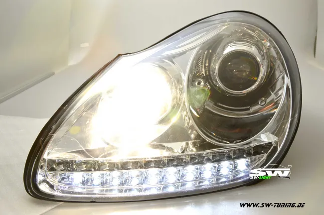 SW-Light Xenon headlights suitable for Porsche Cayenne I 955 9PA 02-07 LED positionlight chrome