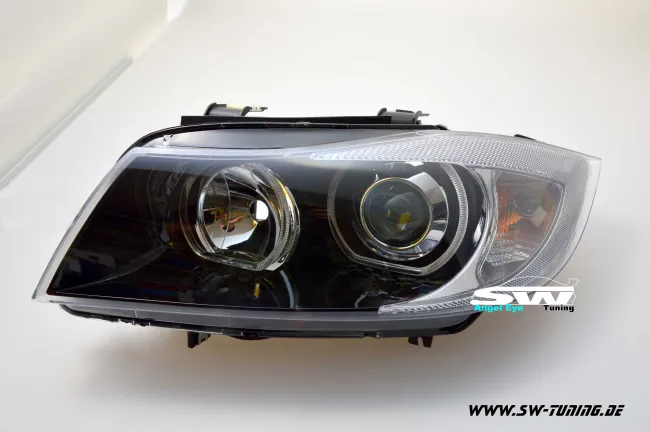 Angel Eye headlights for 3Series BMW E90 E91 05-13 2 High LED halo rims black