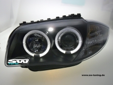 Angel Eye Scheinwerfer passend fr BMW 1er E87/E81 LED Standlichtringe black