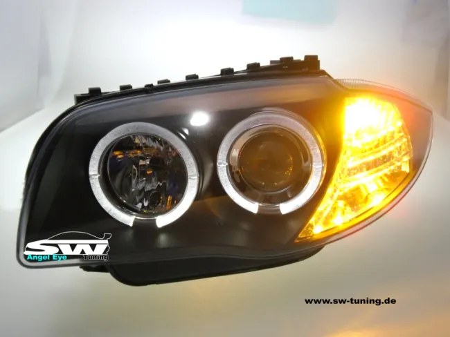 Angel Eye headlights suitable for BMW 1Series E87/E81 LED helo Rims black