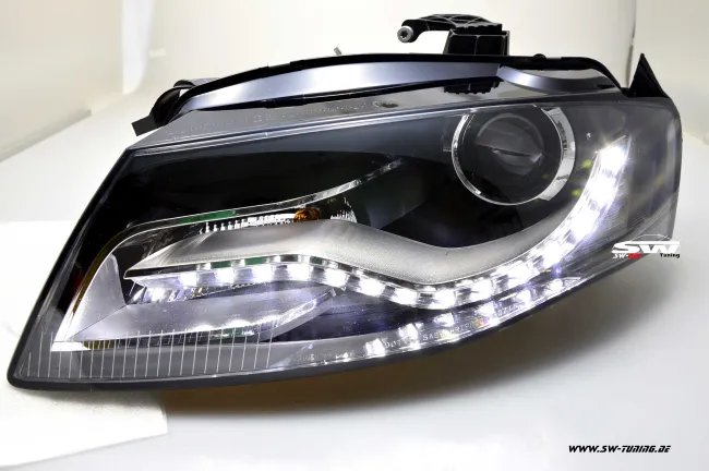 SW-DRL headlights for AUDI A4 B8 8K 08-11 LED-DRL R87 black