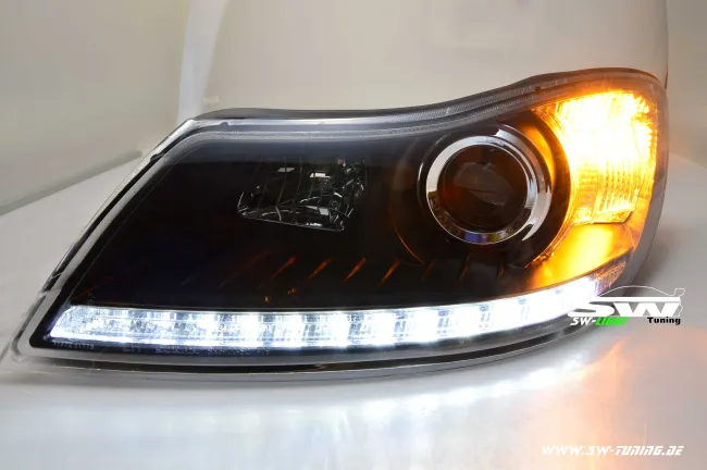 SW-Light headlights Skoda Octavia II 1Z Facelift 09-13 LED positionlight black