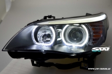Angel Eye Scheinwerfer passend fr 5er BMW E60 E61 03-10 High LED Standlichtringe Black