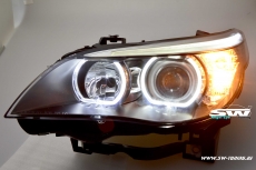 Angel Eye Scheinwerfer passend fr 5er BMW E60 E61 03-10 High LED Standlichtringe Black