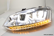 SW-Light Scheinwerfer VW Polo V 6R 6C 10-17 LED U-Tube Standlicht chrome