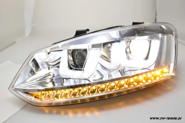 SW-Light headlights VW Polo V 6R 6C 10-17 LED U-Tube positionslight chrome