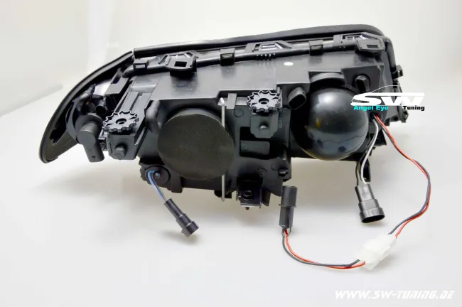 angel eye headlights suitable for 3series BMW E46 sedan 4doors stationwagon 98-01 High LED halo rims black