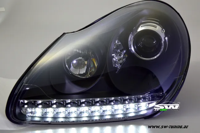 SW-Light Xenon Scheinwerfer passend für Porsche Cayenne I 955 9PA 02-07 LED Standlicht black