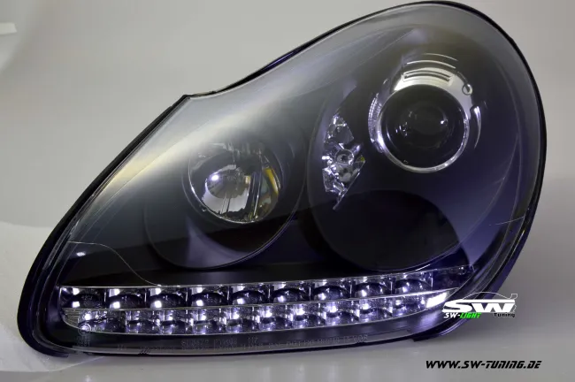 SW-Light Xenon Scheinwerfer passend für Porsche Cayenne I 955 9PA 02-07 LED Standlicht black