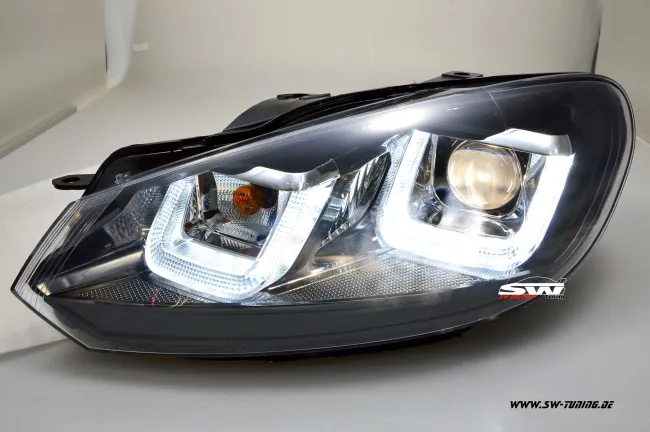 SW-DRLtube Scheinwerfer VW Golf VI 08-12 LED TFL U-Lighttube black Black-Line