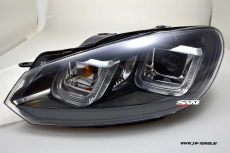 SW-DRLtube Scheinwerfer VW Golf VI 08-12 LED TFL U-Lighttube black Black-Line