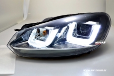 SW-DRLtube headlights VW Golf VI 08-12 LED DRL U-Lighttube black chrome-Line