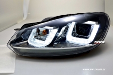 SW-DRLtube headlights VW Golf VI 08-12 LED DRL U-Lighttube black chrome-Line