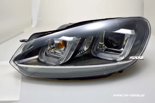SW-DRLtube Scheinwerfer VW Golf VI 08-12 LED TFL U-Lighttube black Chrom-Line