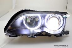 angel eye headlights 3Series BMW E46 LCI sedan 4doors 02-05 High LED halo rims black