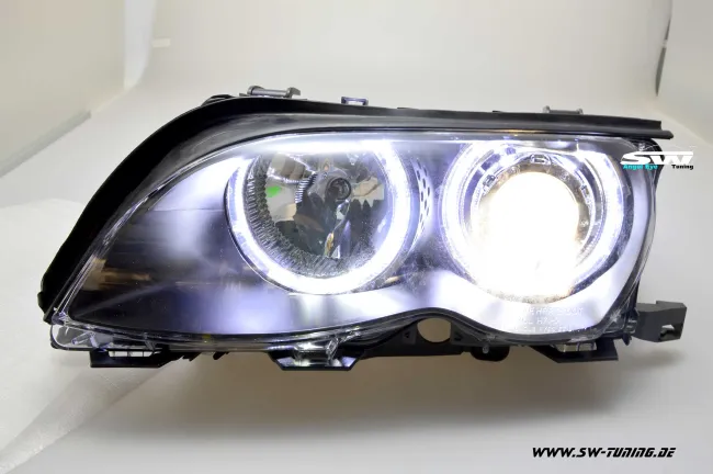 Angel Eye Scheinwerfer 3er BMW E46 LCI Lim/Touring 02-05 High LED Standlichtringe black