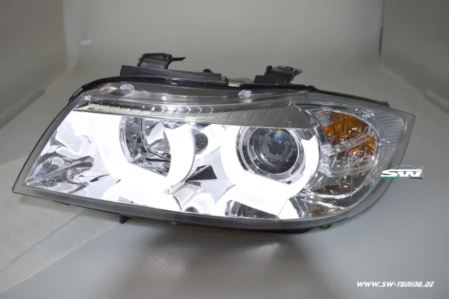 SW-Ltube Angel Eye headlights for BMW E90 E91 05-13 2 High U-LED positionslight chrome
