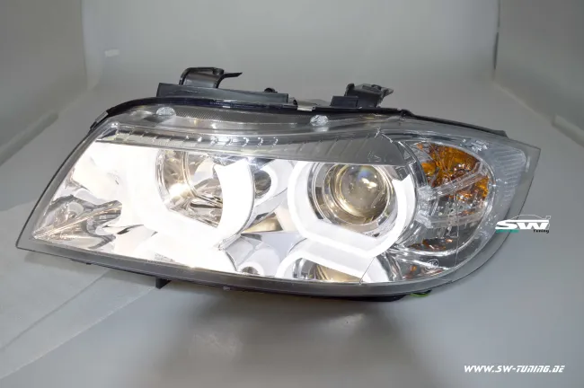 SW-Ltube Angel Eye headlights for BMW E90 E91 05-13 2 High U-LED positionslight chrome