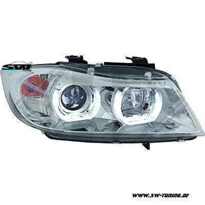 SW-Ltube Angel Eye headlights for BMW E90 E91 05-13 2 High U-LED positionslight chrome