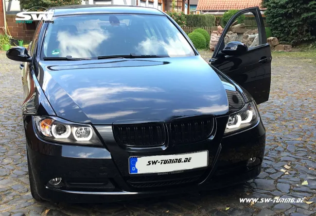 SW-Ltube Angel Eye Scheinwerfer für 3er BMW E90 E91 05-13 High U-LED-Standlicht Black