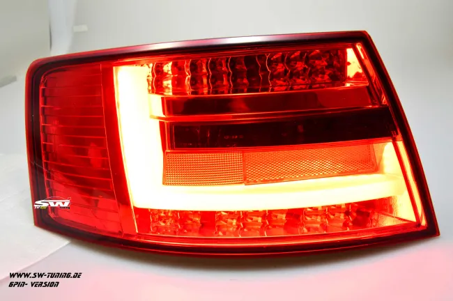 SW-Celi LED Rückleuchten passend für Audi A6 4F Limousine 04-08 Lightbar red smoke (für 6Pin Serie Birne RL)
