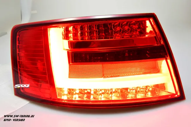 SW-Celi LED Rückleuchten passend für Audi A6 4F Limousine 04-08 Lightbar red smoke (für 6Pin Serie Birne RL)