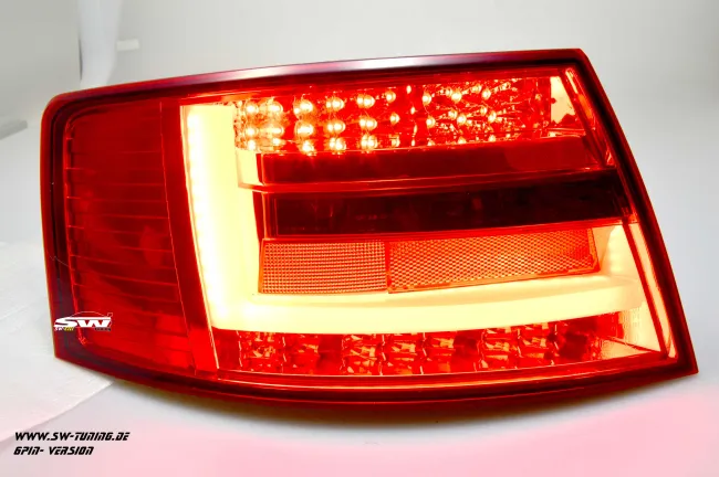 SW-Celi LED Rückleuchten passend für Audi A6 4F Limousine 04-08 Lightbar red smoke (für 6Pin Serie Birne RL)