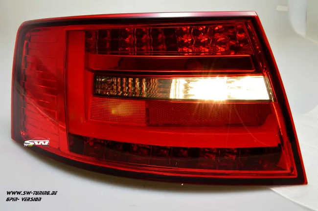 SW-Celi LED Rückleuchten passend für Audi A6 4F Limousine 04-08 Lightbar red smoke (für 6Pin Serie Birne RL)