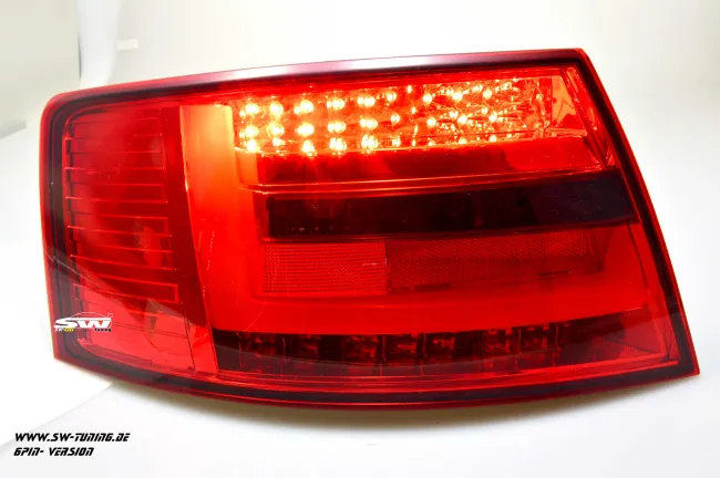 SW-Celi LED Rückleuchten passend für Audi A6 4F Limousine 04-08 Lightbar red smoke (für 6Pin Serie Birne RL)