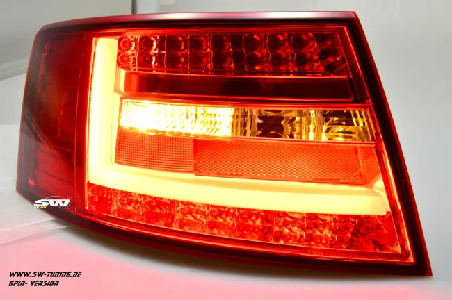SW-Celi LED Rückleuchten passend für Audi A6 4F Limousine 04-08 Lightbar red clear (für 6Pin Serie Birne RL)