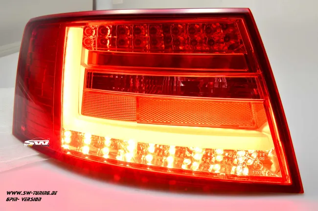 SW-Celi LED Rückleuchten passend für Audi A6 4F Limousine 04-08 Lightbar red clear (für 6Pin Serie Birne RL)