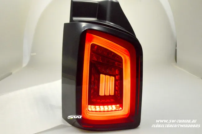 SW-Celis LED taillights for VW T5 Type 7H 7E 03-15 Black/smoke RED-Lightbar for Twindoos