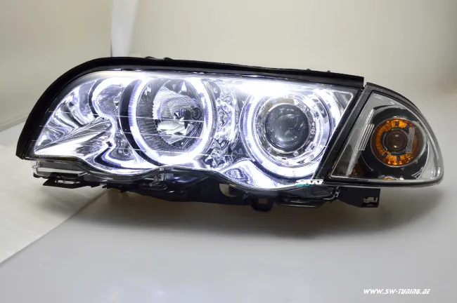 Angel Eye Scheinwerfer 3er BMW E46 Lim/Touring 98-01 High LED Standlichtringe chrom