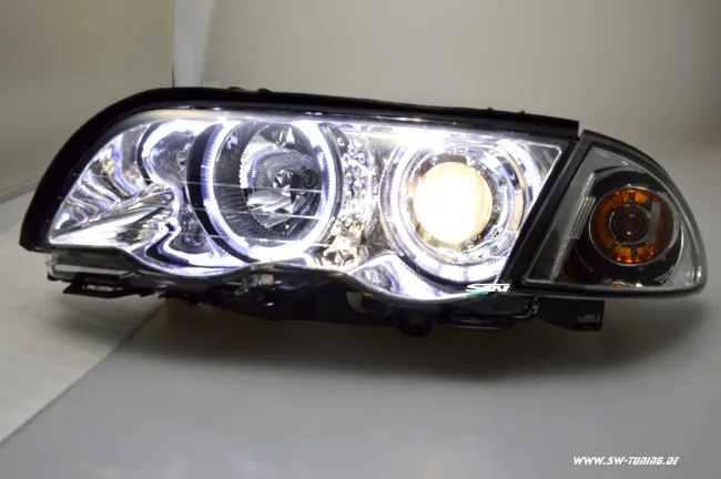 Angel Eye Scheinwerfer 3er BMW E46 Lim/Touring 98-01 High LED Standlichtringe chrom