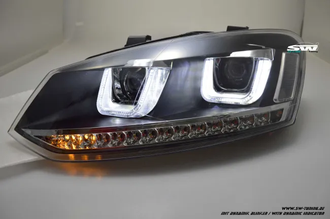 SW-Light headlights VW Polo 6R 6C 10-17 LED U-Tube positionslight black dynamic Indicator