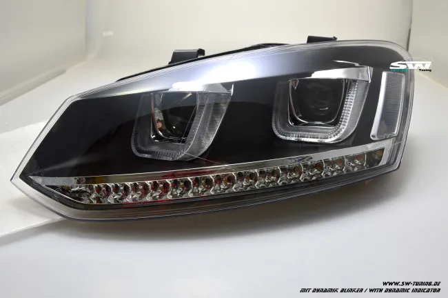 SW-Light headlights VW Polo 6R 6C 10-17 LED U-Tube positionslight black dynamic Indicator