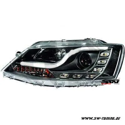 SW-DRLTube headlights VW Jetta VI Type 162 10-14 black with LED DRL R87 Lighttube