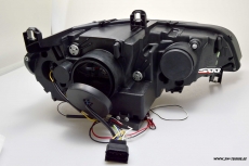 SW-DRLtube Angel Eye Xenon Scheinwerfer fr BMW X5 E70 07-10 High LED U-DRL Black ohne AFS
