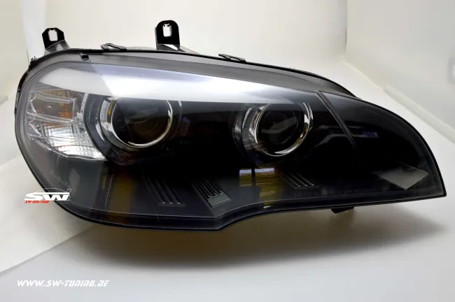 SW-DRLtube Angel Eye Xenon headlights for BMW X5 E70 07-10 High U-LED DRL black (for AFS-Versions)