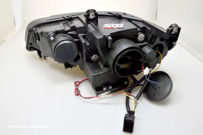 SW-DRLtube Angel Eye Xenon headlights for BMW X5 E70 07-10 High U-LED DRL black (for AFS-Versions)