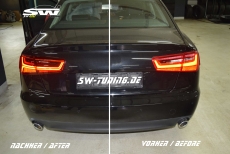 SW-Celi LED Rckleuchten fr Audi A6 4G Limousine 11-14 Lightbar red clear