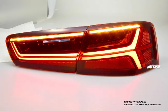 SW-Celi LED taillights for Audi A6 4G Sedan 11-14 red clear Lightbar dynamic LED indicator
